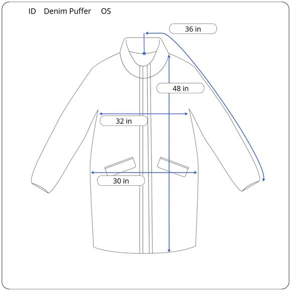 Vintage 80s Acid Wash Denim Cocoon Insulated Duster Maxi Coat, Baggy Streetwear - Picture 15 of 15